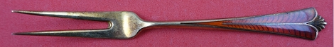 Strawberry Fork 2-tine vermeil w/ red enamel 4 1/8